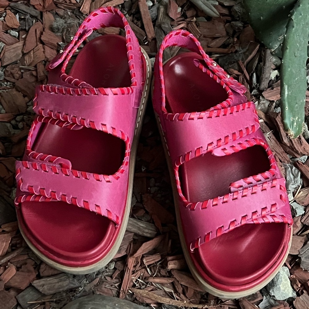ALOHAS Barrel Slingback Sandal in Red/Pink 37 dad sandals leather woven - Picture 6 of 10